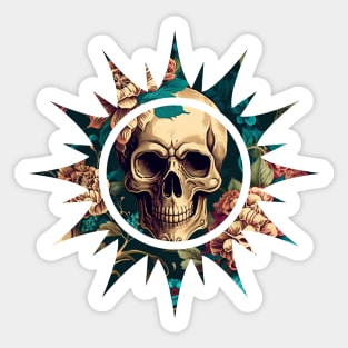 Floral Skull Sun Sticker